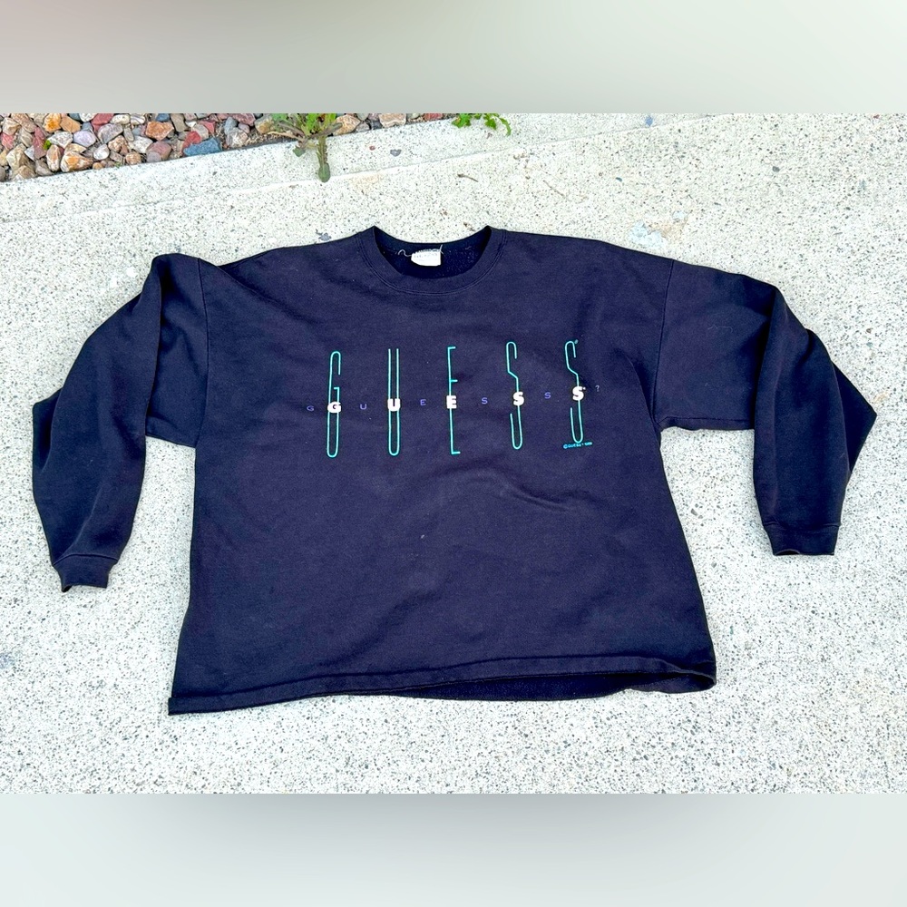 VTG Guess Sweatshirt OSFA Black Crew 80s Pullover 1989 Georges Marciano